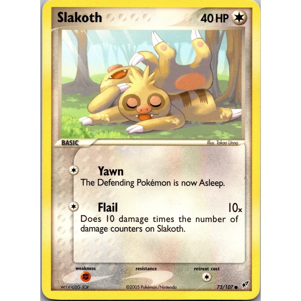 Pokemon Slakoth 73/107 EX Deoxys 2005 Common Basic TCG Card Takao Unno
